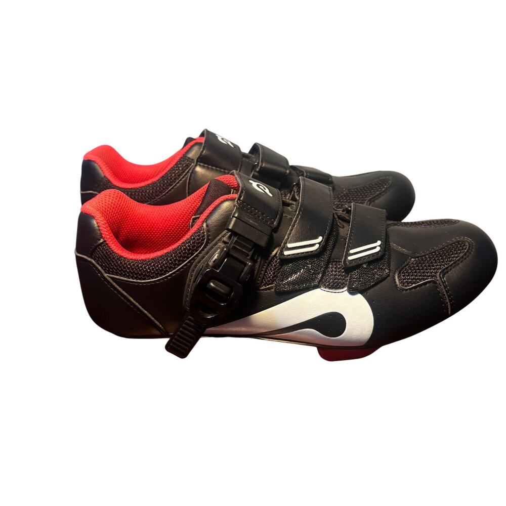 Peloton Cycling Shoes 40 Unisex Black Red Cleats Biking Sports (PL-SH-B-40)